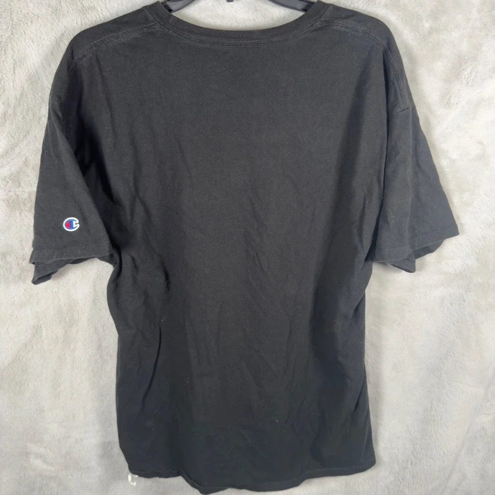 Champion Mens Black Crew Neck Short Sleeve‎ T Shirt Classic Logo Size XL - Picture 5 of 5